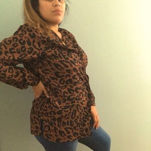 Truffles By YB | Leopard Print Brown Blouse